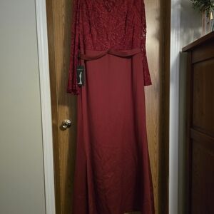 Ever Pretty Elegant Long Sleeve Wine Dress Sz 20